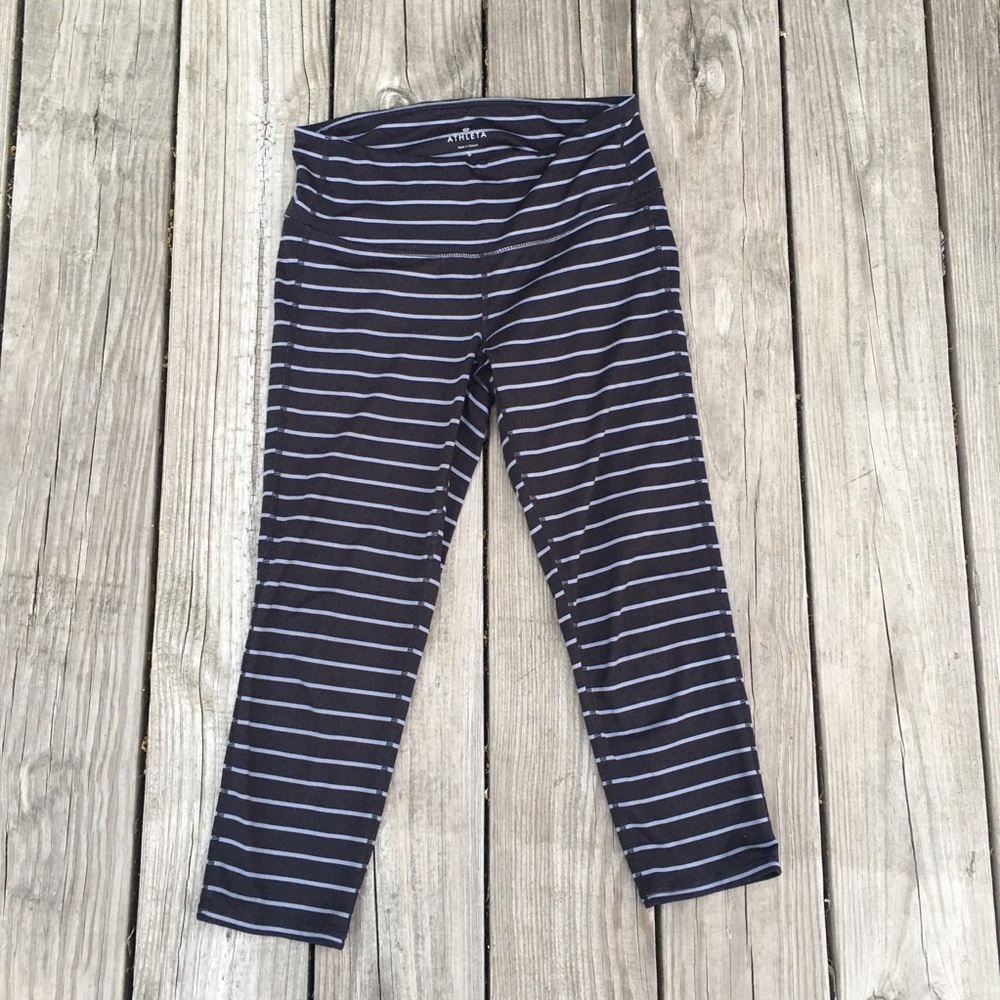 ATHLETA Striped Black White Leggings Small